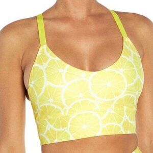 Wildfox Sweat Yellow Lemon Print Sports Bra, Size S